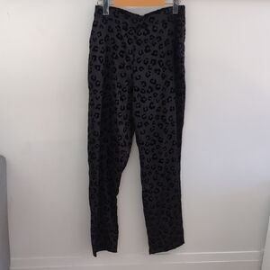 TAMARA H. | Women's Black Velvet Animal Print Hi-Rise Straight Leg PJ Pants NWOT